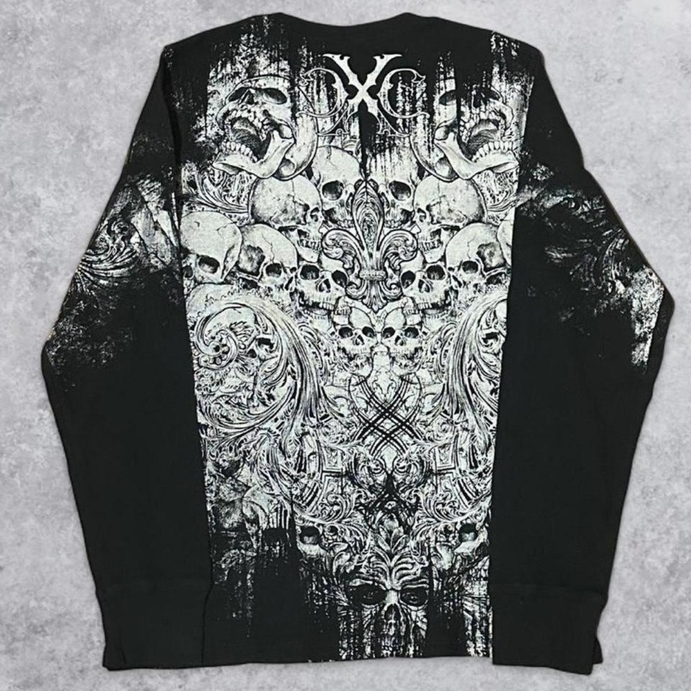 Y2K Grunge Affliction Style Xtreme Couture AOP Long Sleeve Shirt - Size XL! - Picture 3 of 3